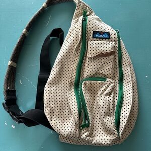 KAVU Polka Dot Sling Bag with Green Zippers